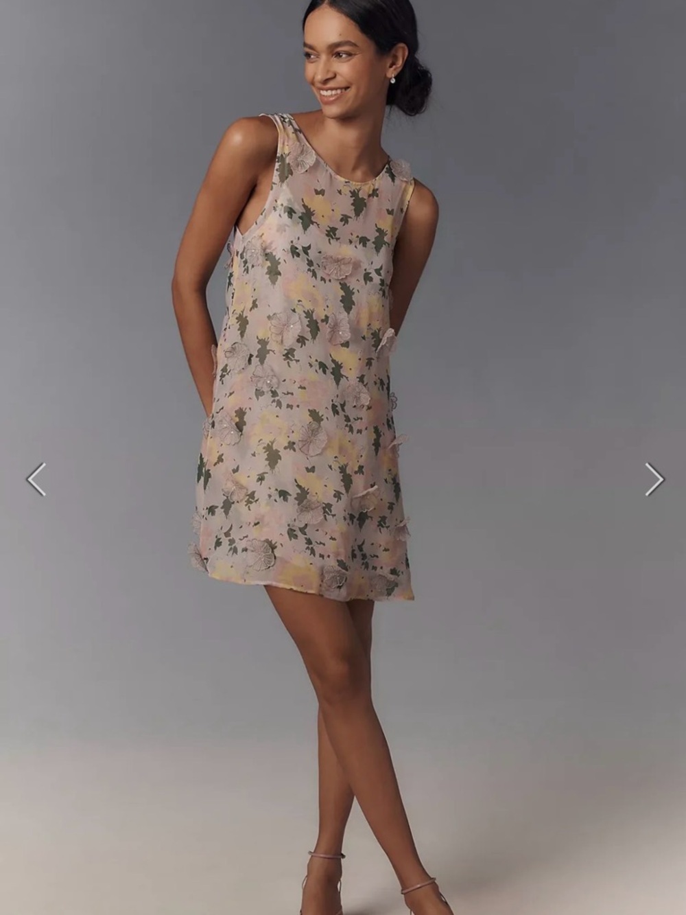 NWT Anthropologie Sheer Floral Mini Dress with Matching Slip